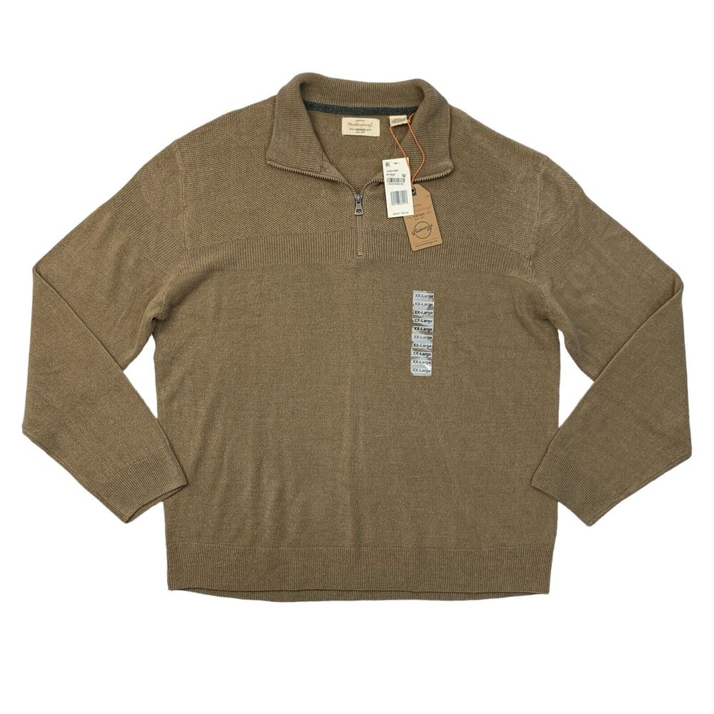 Original‎ Weatherproof Sweater Mens XXL Stone Beige Acrylic Quarter Zip Pullover